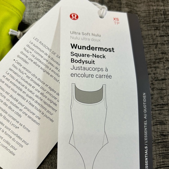 NWT Lululemon Wundermost Square- Neck Bodysuit- Ultra Soft Nulu- XS Lichen Lime - Picture 6 of 6